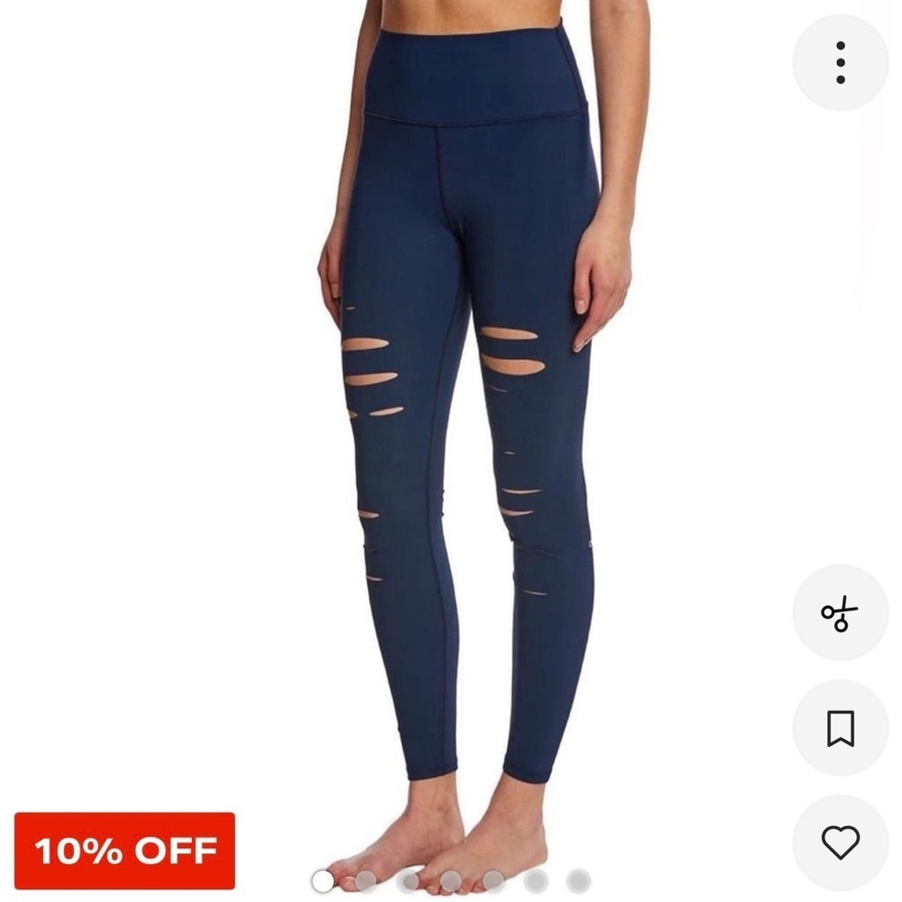 Alo High Rise Leggings Navy Blue Distressed Size Small - Picture 8 of 8
